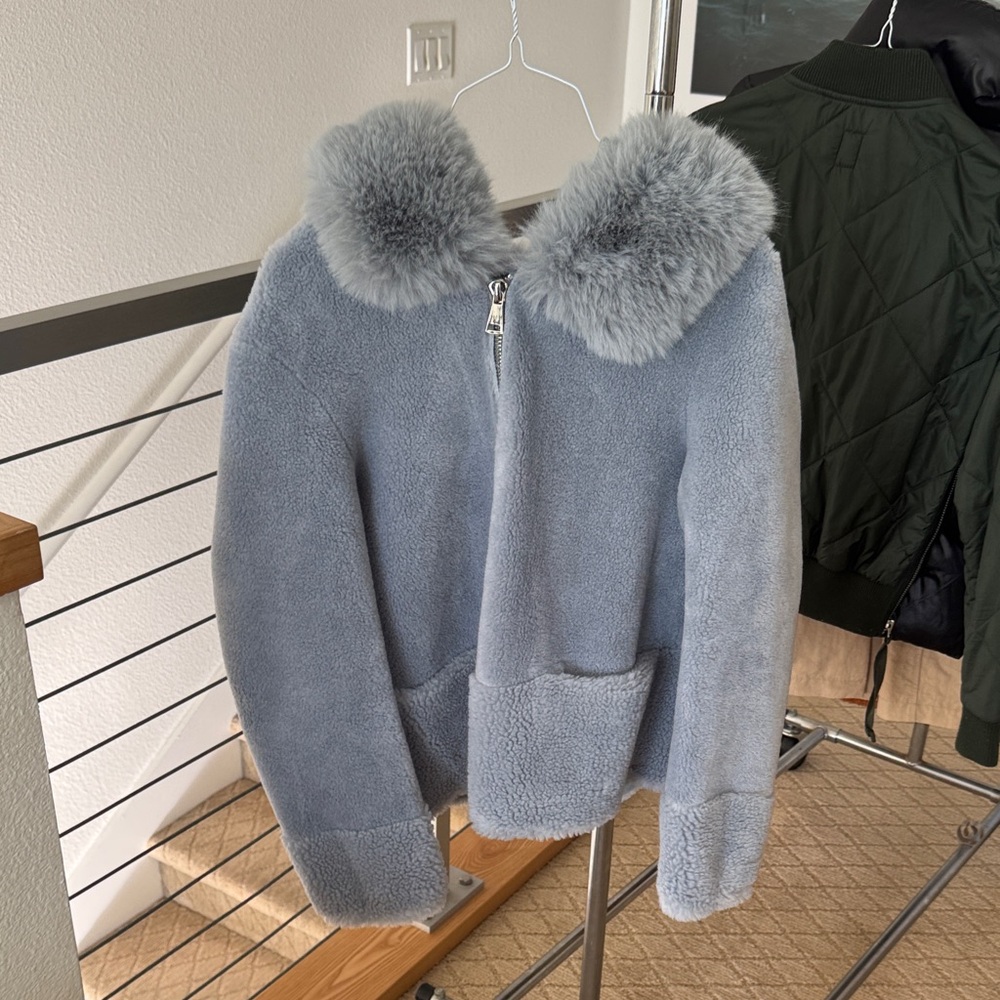 Bubish Elegant Light Blue Faux Fur Women's Jacket